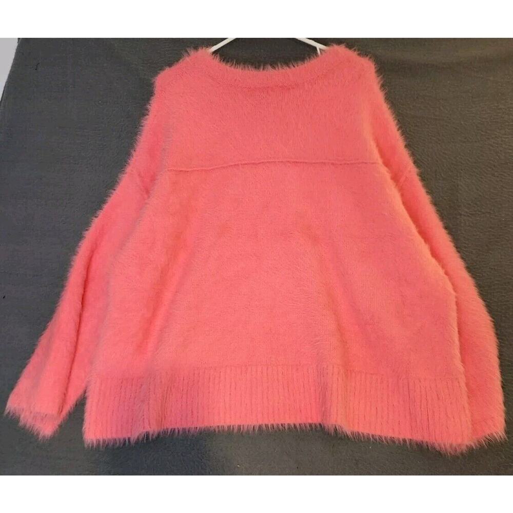 Free‎ People Harrison Fuzzy Oversized Sweater M Pink Teddy Furry Eyelash NWT - Picture 6 of 10